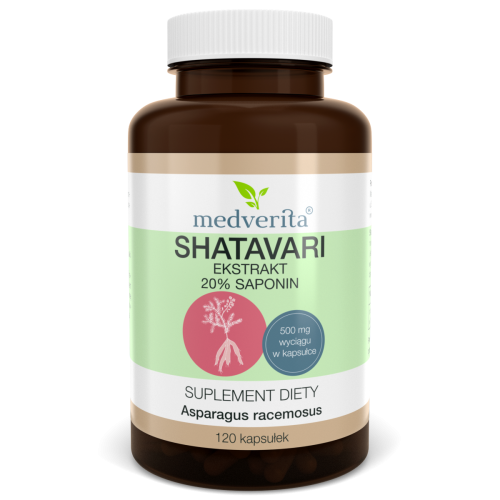 Medverita Shatavari ekstrakt 20% saponin - 120 kapsułek