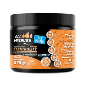 Aliness ALLHydrate, Elektrolity Senior BEZ POTASU Orange 245g, 50 porcji
