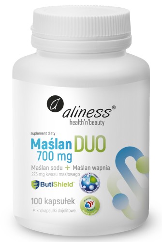Aliness Maślan DUO 700mg (wapnia+sodu) 225mg kwasu masłowego x 100 vege kaps