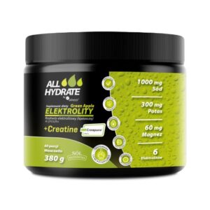Aliness ALLHydrate, Elektrolity + Creatine (Creapure®) Green Apple 380g, 40 porcji
