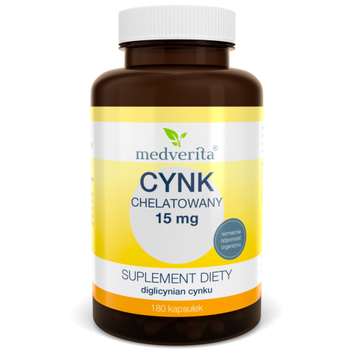 Medverita – Chelat cynku. Diglicynian 15 mg. Cynk Chelatowany 15mg – 180 kapsułek