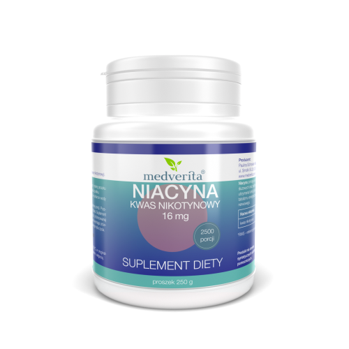 Medverita Niacyna 16 mg kwas nikotynowy – 250 gramów / 2500 porcji