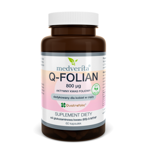 Medverita Q-Folian 800 µg Quatrefolic® aktywny kwas foliowy dla kobiet w ciąży – 60 kapsułek