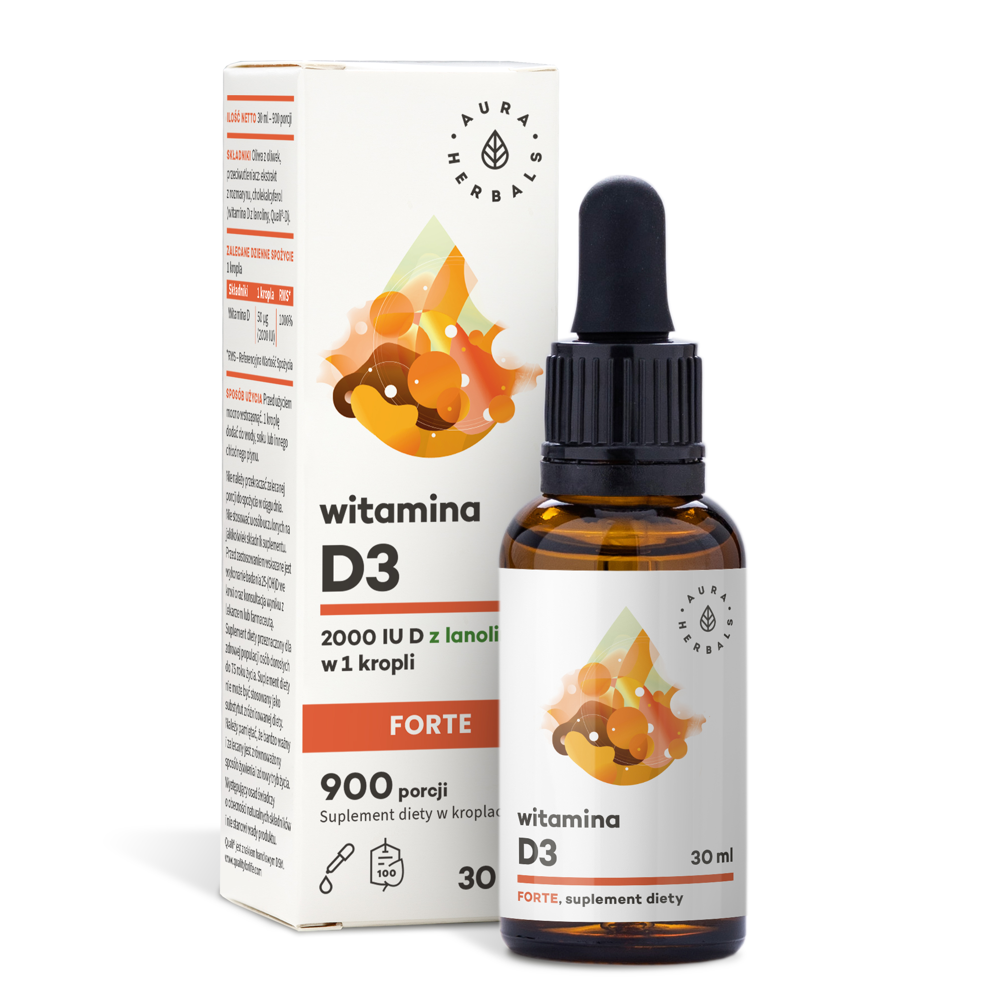 Aura Herbals Witamina D3 2000 IU FORTE, krople 30 ml